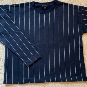 J Crew L Navy Pin-Stripe Sweatshirt
